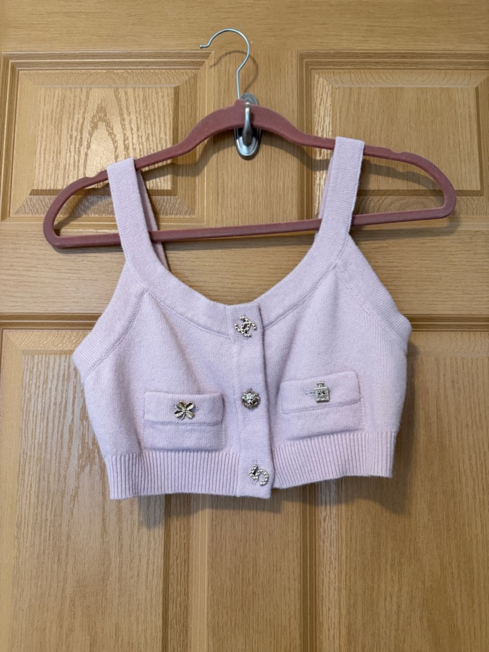 Chanel 22b pink cashmere tank top